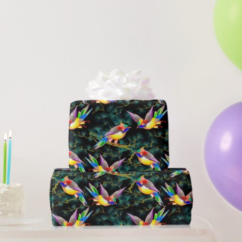 Fancy Colored Birds Wrapping Paper