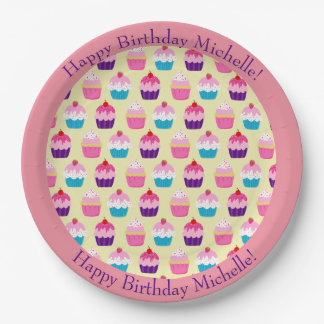 Fancy, Colorful Cupcakes Birthday Plates