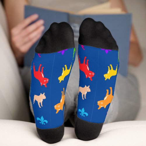 Fancy colorful French Bulldogs  Socks