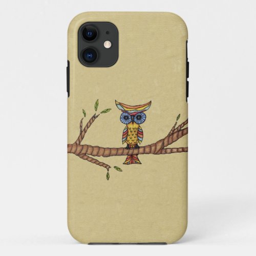 Fancy Colorful Owl Branch iPhone 11 Case