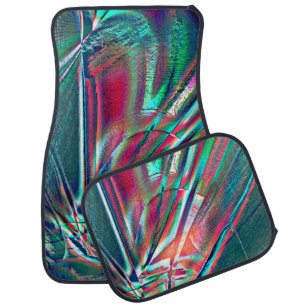Fancy colours red to green faded & digital scratch car floor mat