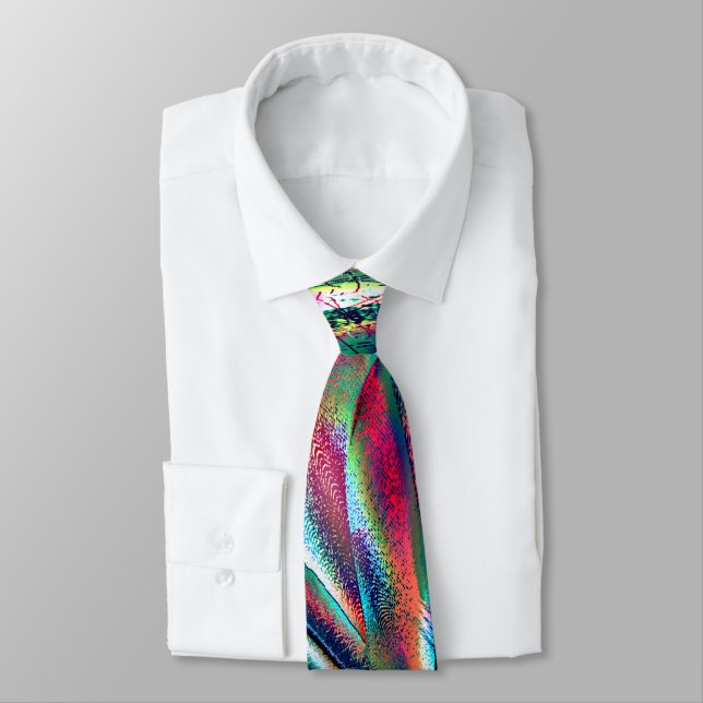 Fancy colours red to green faded & digital scratch neck tie (Tied)