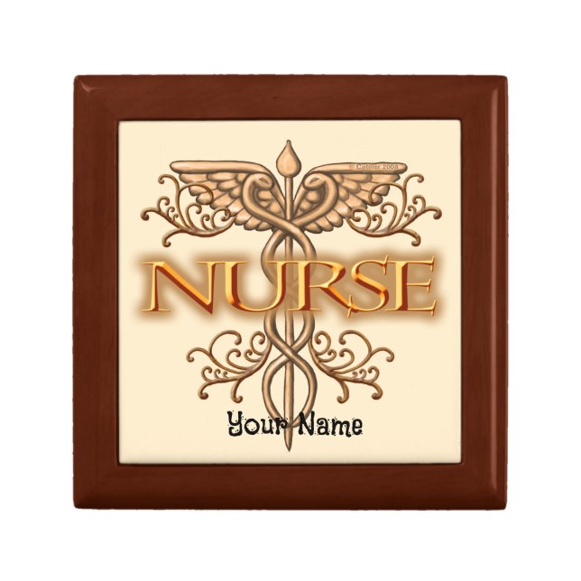 Fancy copper caduceus nurse  gift box (Front)