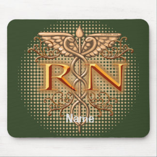 Fancy Copper Caduceus RN Nurse Mouse Pad