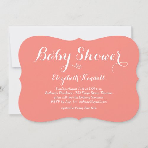 Fancy Coral Baby Shower Invitation