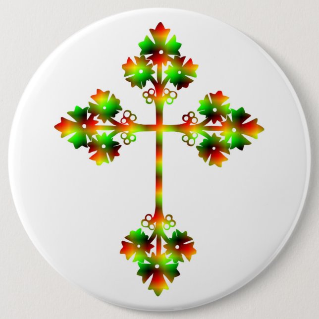 FANCY CROSS PINBACK BUTTON (Front)