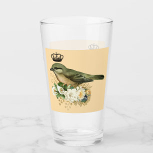 Fancy Crown Bird on Peach  Glass