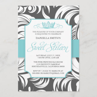 Fancy Crown Sweet Sixteen Birthday Party Invite