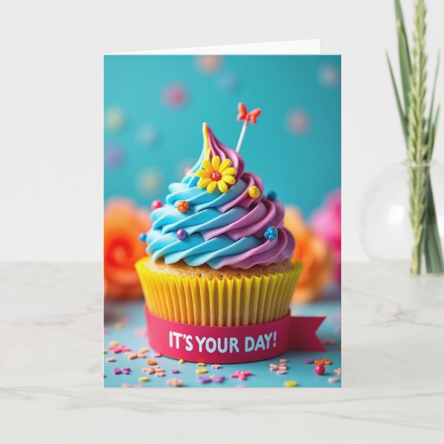 Fancy Cupcake Birthday Card (Front)