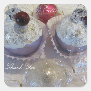 Fancy Cupcake Thank You Square Sticker