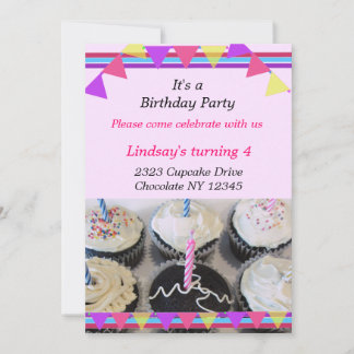 Fancy Cupcakes Birthday Party Invitation