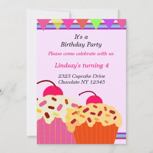 Fancy Cupcakes Birthday Party Invitation