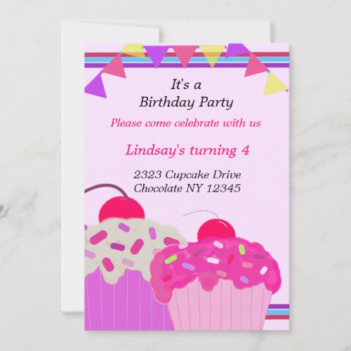 Fancy Cupcakes Birthday Party Invitation