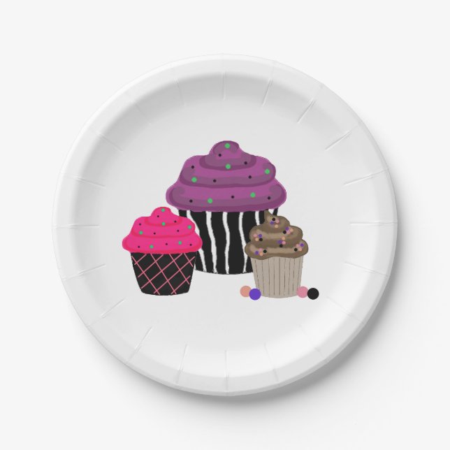 Fancy Cupcakes Paper Plates (Front)