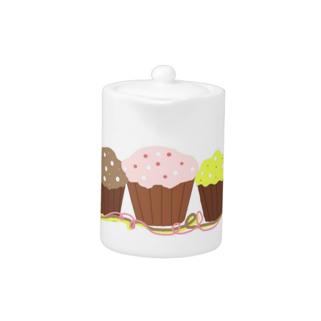 Fancy Cupcakes with Ribbons Teapot (Front)