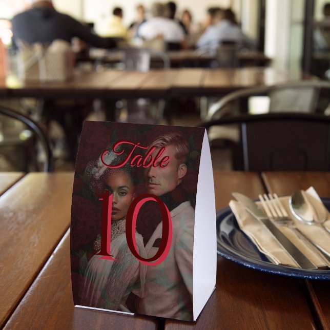 Fancy Custom Carnation Aesthetic Outdoor Wedding Paper Table Tent (Insitu(Restaurant))