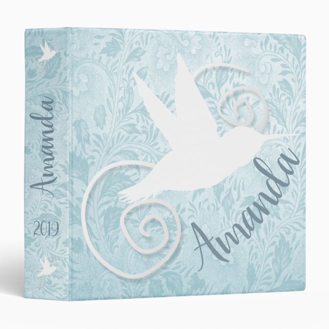 Fancy Cut-Out Hummingbird 3 Ring Binder (Front/Spine)