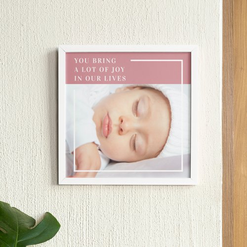 Fancy Cute Baby Photo  Pink  White  Quote  Canvas Print