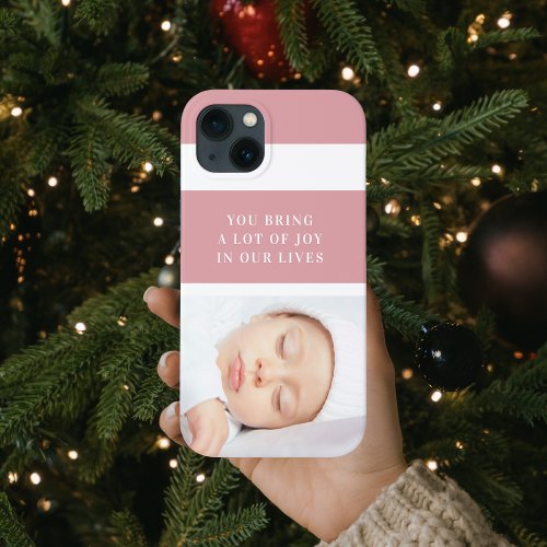 Fancy Cute Baby Photo  Pink  White  Quote  iPhone 13 Case