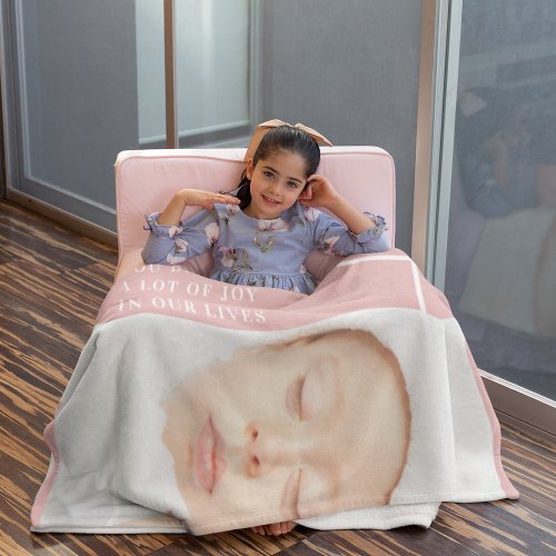 Fancy Cute Baby Photo  Pink  White  Quote  Sherpa Blanket