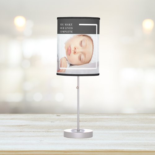 Fancy Cute Baby Photo  Pink  White  Quote  Table Lamp