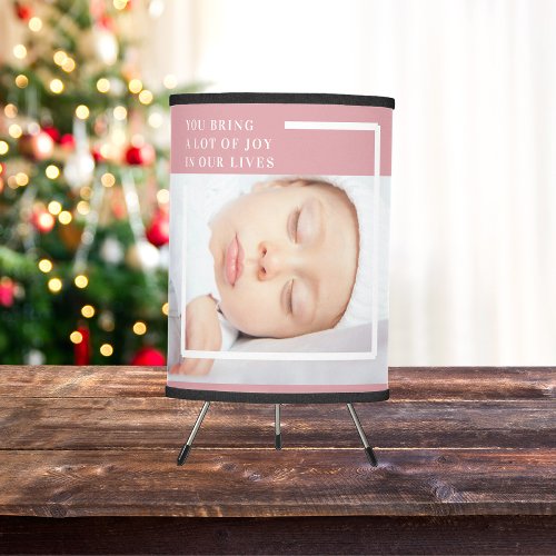 Fancy Cute Baby Photo  Pink  White  Quote  Tripod Lamp