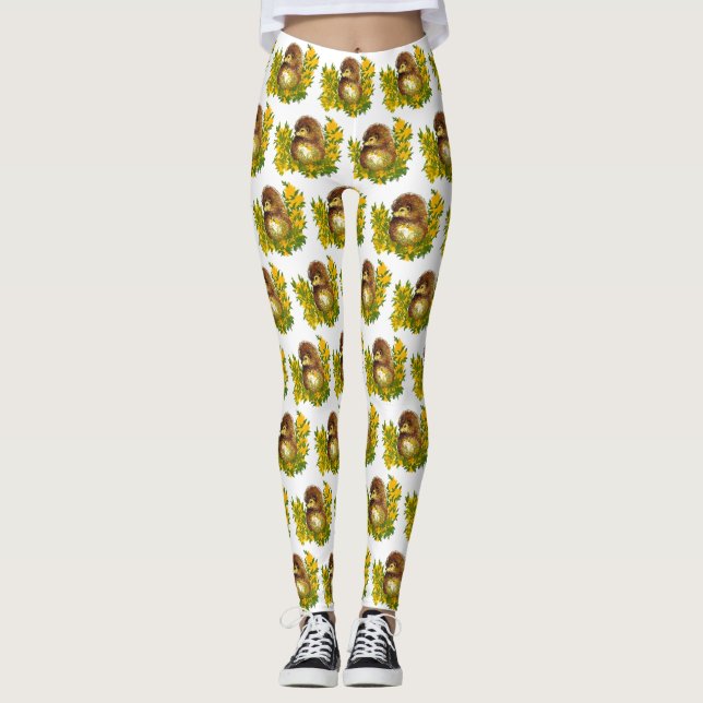 Fancy Cute Hedgehog Watercolor Designed Awesome Leggings (Front)