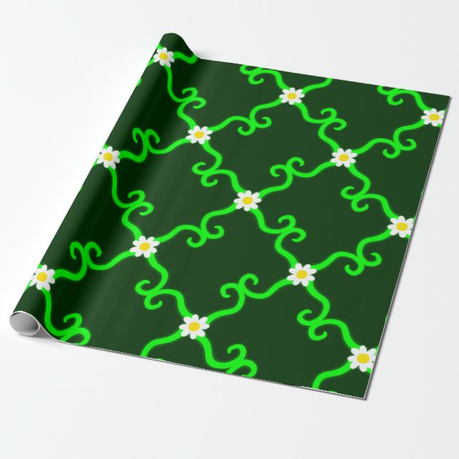 Fancy Daisies Wrapping Paper (Unrolled)