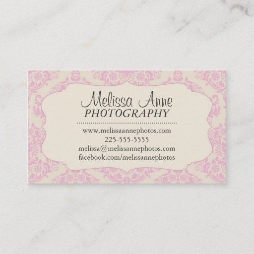 Customizable Fancy Damask Photography Business Card Template