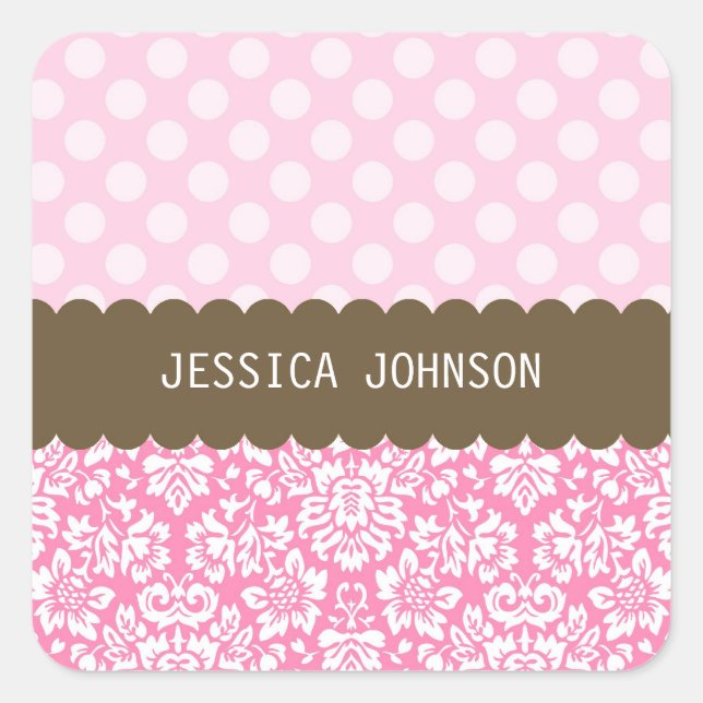 Fancy Damask Square Sticker (Front)