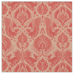 Fancy Damask with Animals, Coral Red Fabric