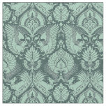 Fancy Damask with Animals, Dark Sea Green Fabric