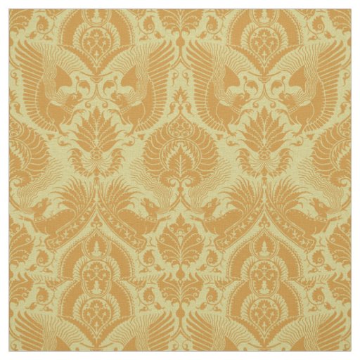 Fancy Damask with Animals, Honey Gold Fabric
