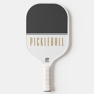 Fancy Dark Gray White Color Block PICKLEBALL Text Carbon Fiber Pickleball Paddle