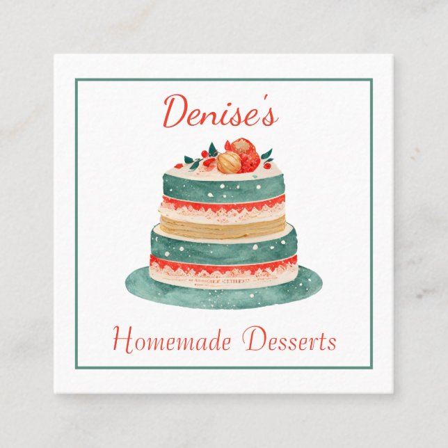 Fancy Decorated Cake Bakery Business Card (Front)