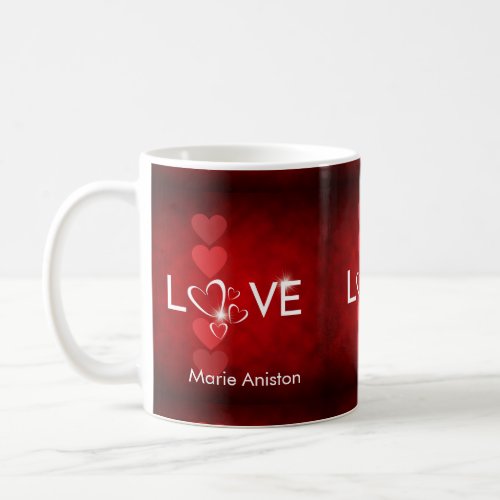 Fancy Decorative Romantic Love Dark Red Hearts Coffee Mug