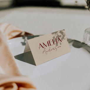 Fancy Deep Red Cream Old Money Wedding Place Cards