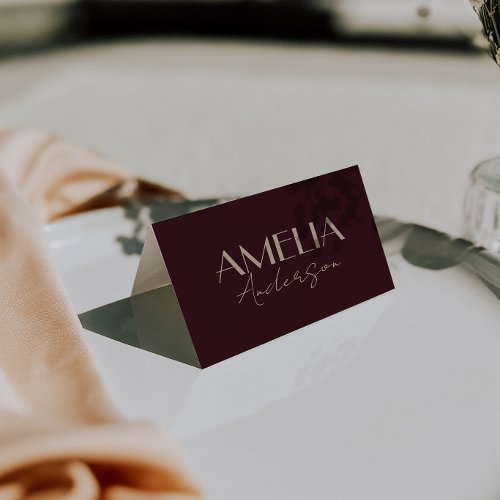 Fancy Deep Red Gold Old Money Wedding Place Cards