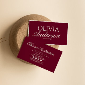 Fancy Deep Red Luxury Vintage Old Money Retro Business Card