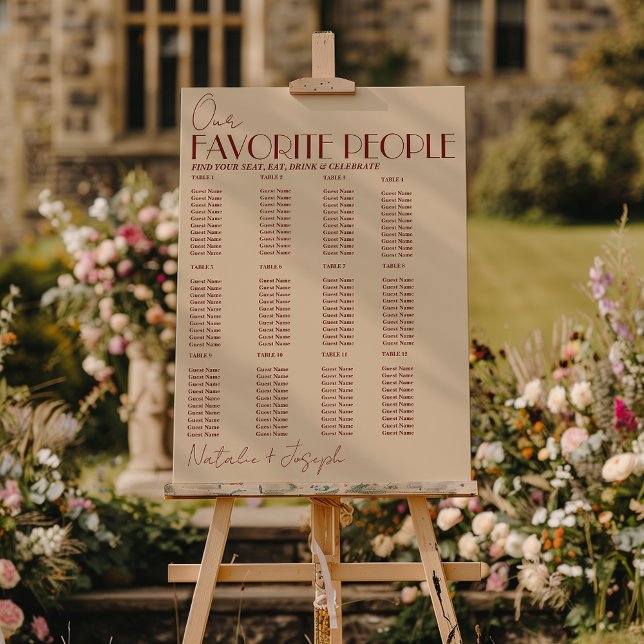 Fancy Deep Red Old Money Wedding Seating Charts Foam Board (Creator Uploaded)