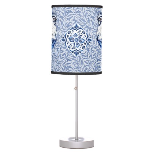 Fancy Delft Blue And White Rooster Chicken Table Lamp