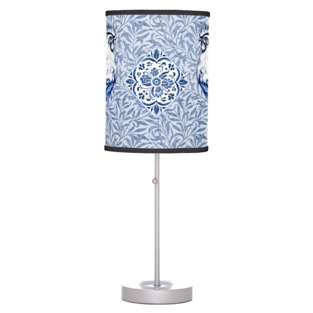 Fancy Delft Blue And White Rooster Chicken Table Lamp (Front)