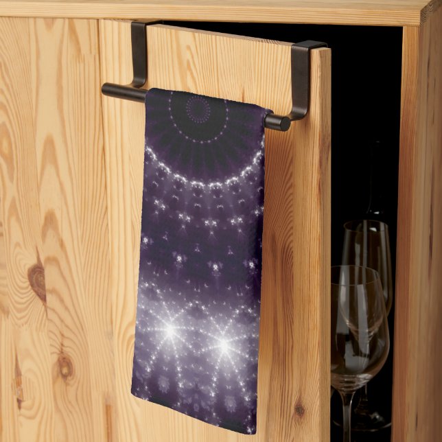 Fancy Delicate Black & White Lace Pattern Kitchen Towel (Thirds Fold)