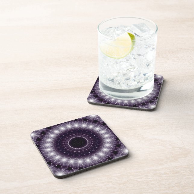 Fancy Delicate Black & White Round Lace Beverage Coaster (Right Side)