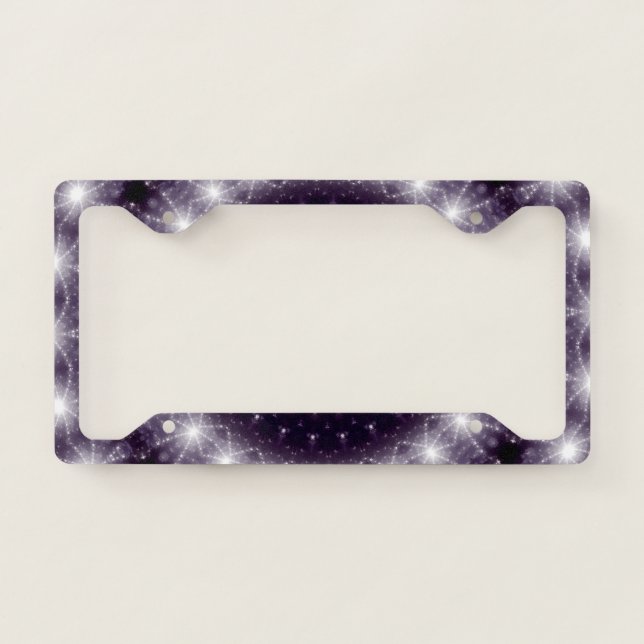 Fancy Delicate Black & White Round Lace License Plate Frame (Front)