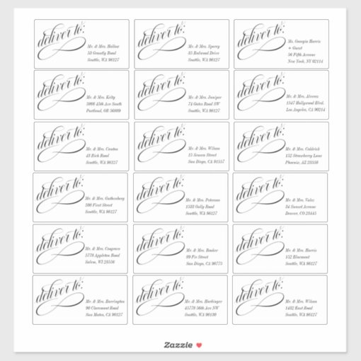 Fancy Deliver To Guest Addressing Sticker | Zazzle