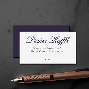 Fancy Diaper Raffle Dark Purple Baby Shower Enclosure Card