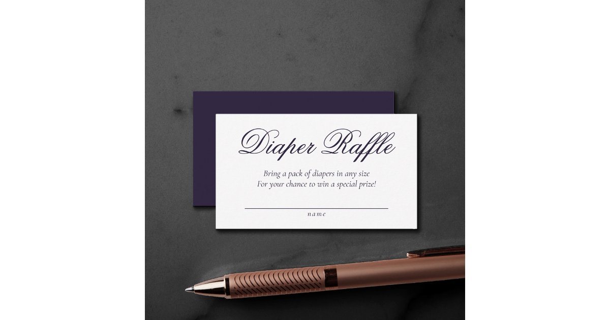 Fancy Diaper Raffle | Dark Purple Baby Shower Enclosure Card | Zazzle