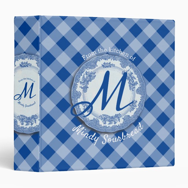 Fancy dinner plate personalized cookbook recipe 3 ring binder