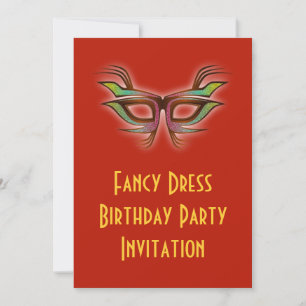 Fancy dress Birthday party invitation with mask